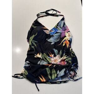 KONA SOL Women’s Size Small Hawaiin Print Halter Swim Tank Takini Tropical